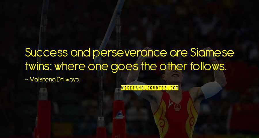 Perseverance And Success Quotes By Matshona Dhliwayo: Success and perseverance are Siamese twins: where one