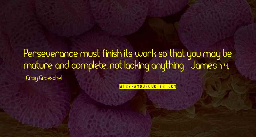 Perseverance In Work Quotes By Craig Groeschel: Perseverance must finish its work so that you