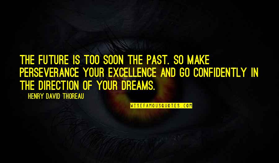 Perseverance Life Quotes By Henry David Thoreau: The future is too soon the past. So Perseverance Life Quotes By Henry David Thoreau: The future is too soon the past. So