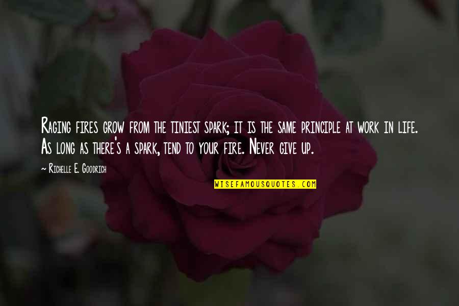 Perseverance Life Quotes By Richelle E. Goodrich: Raging fires grow from the tiniest spark; it Perseverance Life Quotes By Richelle E. Goodrich: Raging fires grow from the tiniest spark; it
