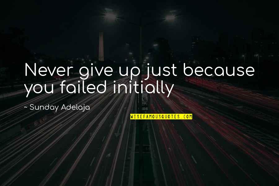 Perseverance Life Quotes By Sunday Adelaja: Never give up just because you failed initially Perseverance Life Quotes By Sunday Adelaja: Never give up just because you failed initially