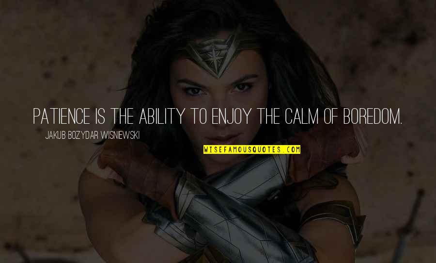 Perseverance Motivational Quotes By Jakub Bozydar Wisniewski: Patience is the ability to enjoy the calm Perseverance Motivational Quotes By Jakub Bozydar Wisniewski: Patience is the ability to enjoy the calm