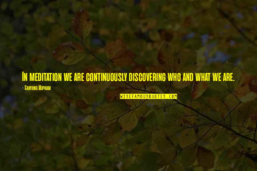 Persier Quotes By Sakyong Mipham: In meditation we are continuously discovering who and Persier Quotes By Sakyong Mipham: In meditation we are continuously discovering who and