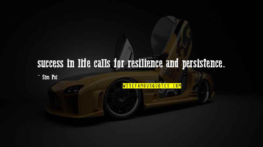 Persistence And Success Quotes By Sim Pol: success in life calls for resilience and persistence.