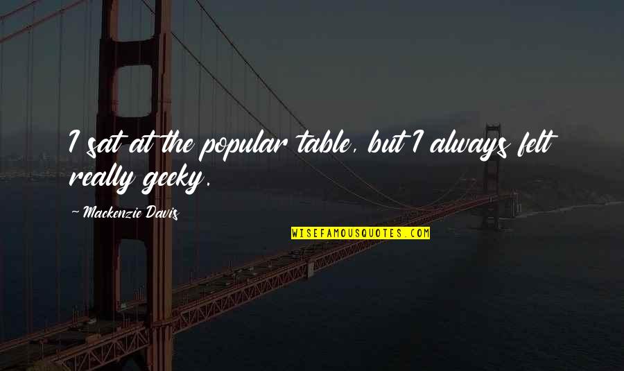 Persnickety Stitchers Quotes By Mackenzie Davis: I sat at the popular table, but I