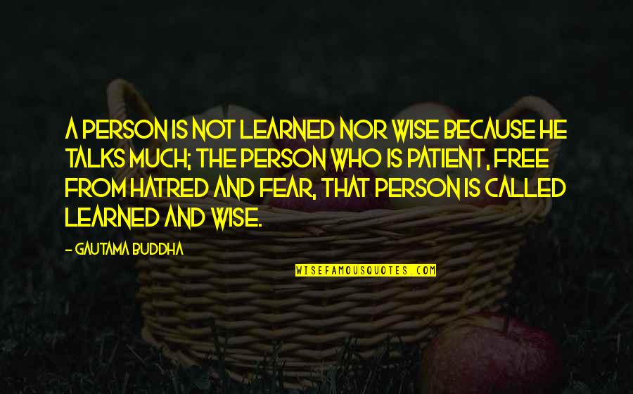 Person Who Talks Too Much Quotes By Gautama Buddha: A person is not learned nor wise because Person Who Talks Too Much Quotes By Gautama Buddha: A person is not learned nor wise because