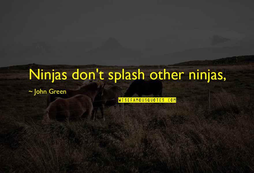 Person You Love Not Talking To You Quotes By John Green: Ninjas don't splash other ninjas,