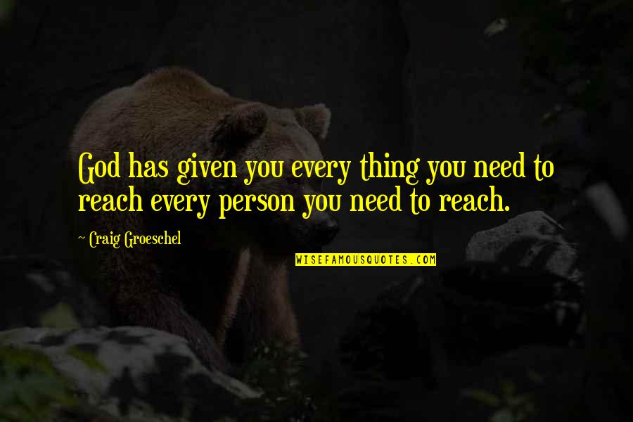 Person You Need Quotes By Craig Groeschel: God has given you every thing you need