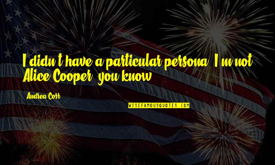 Persona Quotes By Andrea Corr: I didn't have a particular persona. I'm not Persona Quotes By Andrea Corr: I didn't have a particular persona. I'm not