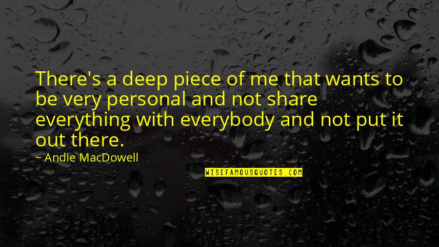 Personal Deep Quotes By Andie MacDowell: There's a deep piece of me that wants Personal Deep Quotes By Andie MacDowell: There's a deep piece of me that wants