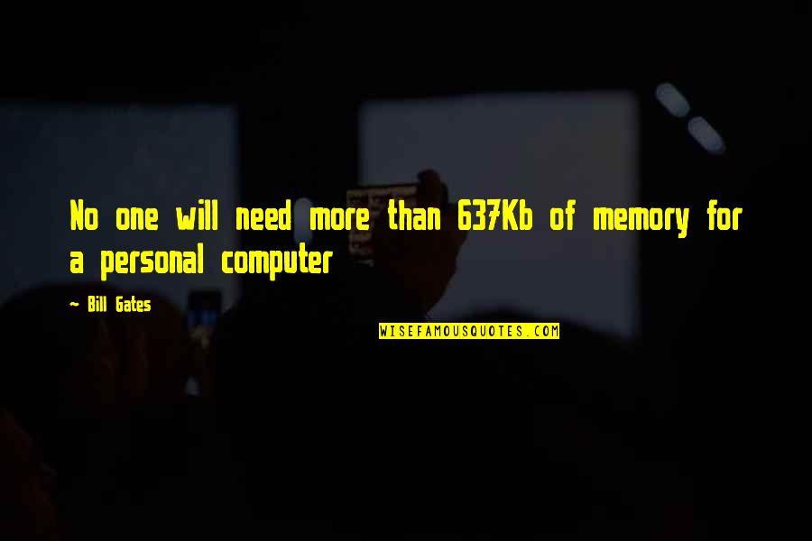 Personal Need Quotes By Bill Gates: No one will need more than 637Kb of