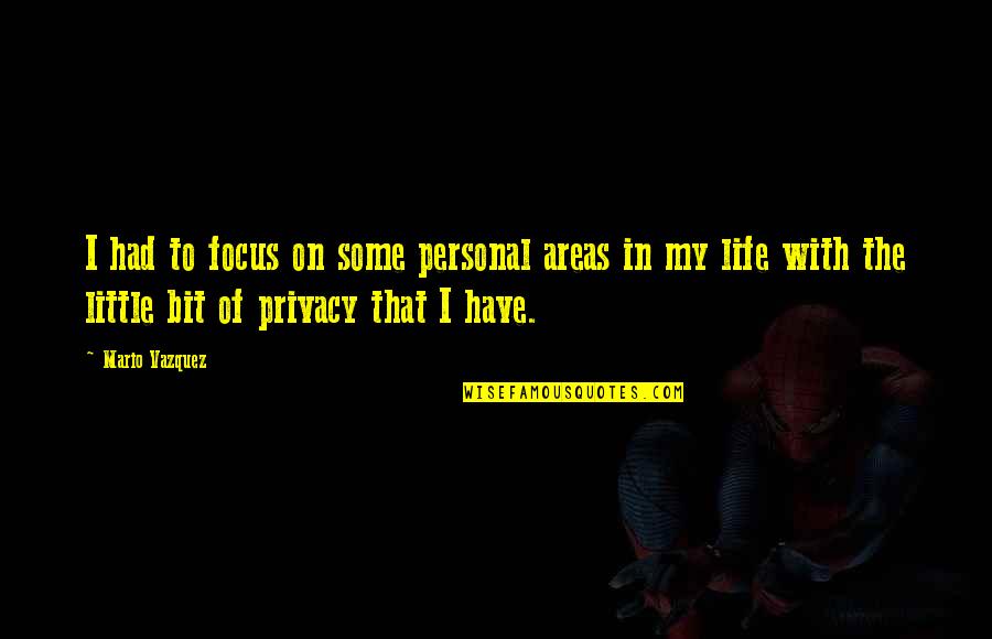 Personal Privacy Quotes By Mario Vazquez: I had to focus on some personal areas Personal Privacy Quotes By Mario Vazquez: I had to focus on some personal areas