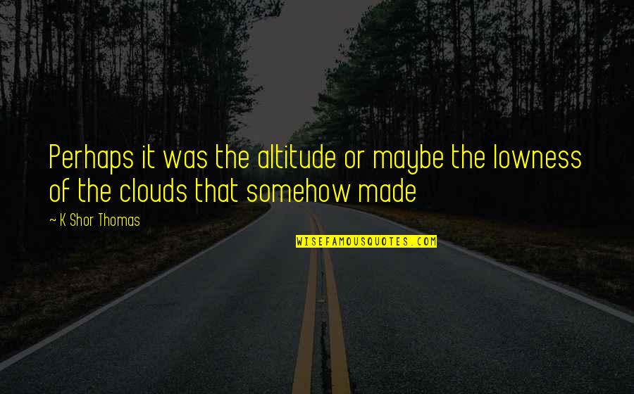 Personal Security Quotes By K Shor Thomas: Perhaps it was the altitude or maybe the