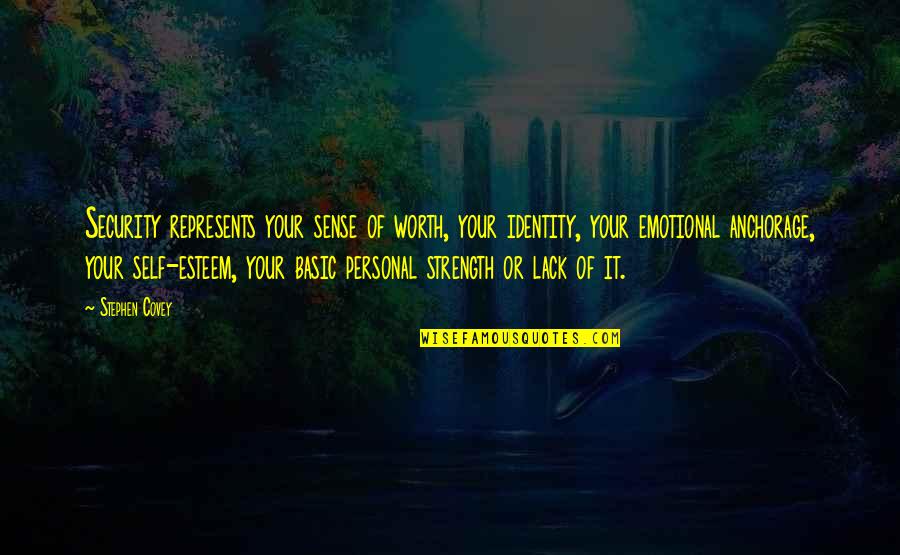 Personal Security Quotes By Stephen Covey: Security represents your sense of worth, your identity, Personal Security Quotes By Stephen Covey: Security represents your sense of worth, your identity,
