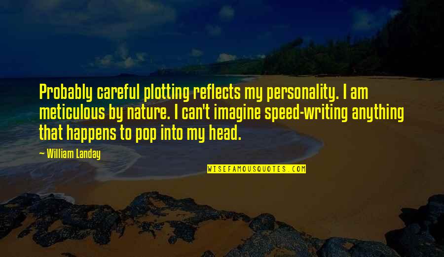 Personality Reflects Quotes By William Landay: Probably careful plotting reflects my personality. I am