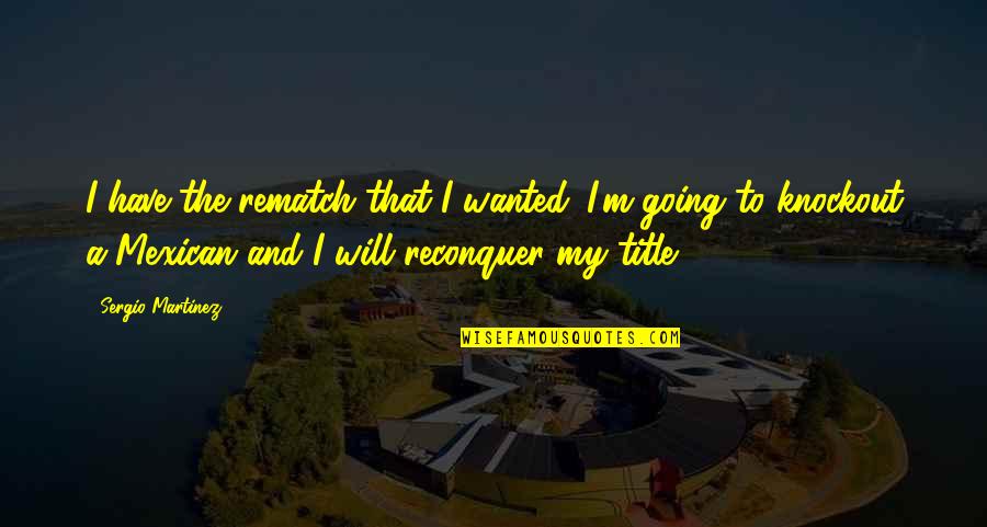 Personality Styles Quotes By Sergio Martinez: I have the rematch that I wanted. I'm