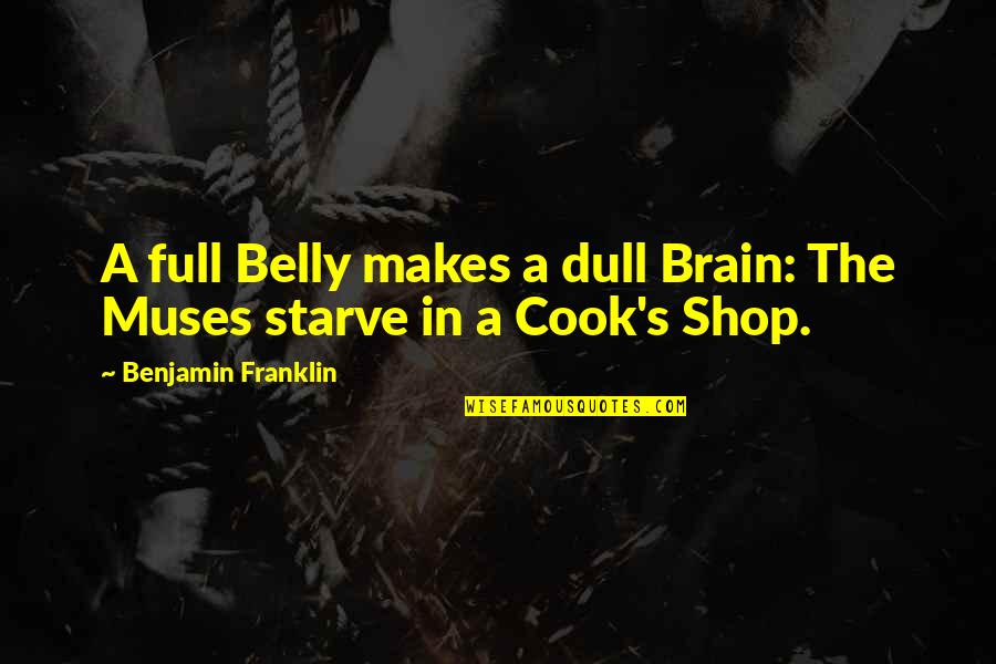 Personalized Mug Quotes By Benjamin Franklin: A full Belly makes a dull Brain: The