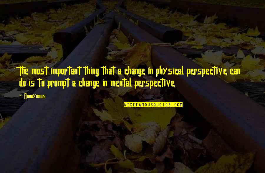 Perspective And Change Quotes By Anonymous: The most important thing that a change in