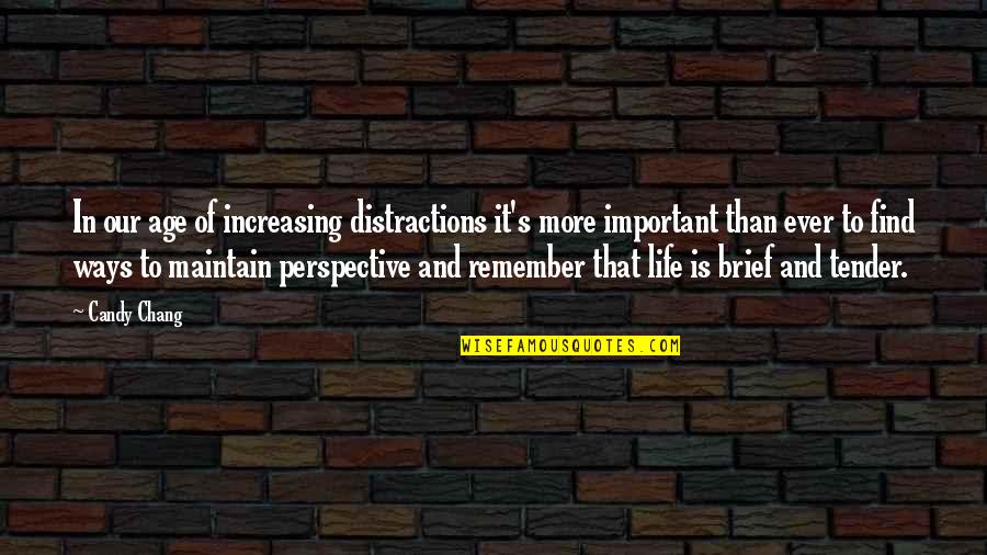 Perspective In Life Quotes By Candy Chang: In our age of increasing distractions it's more