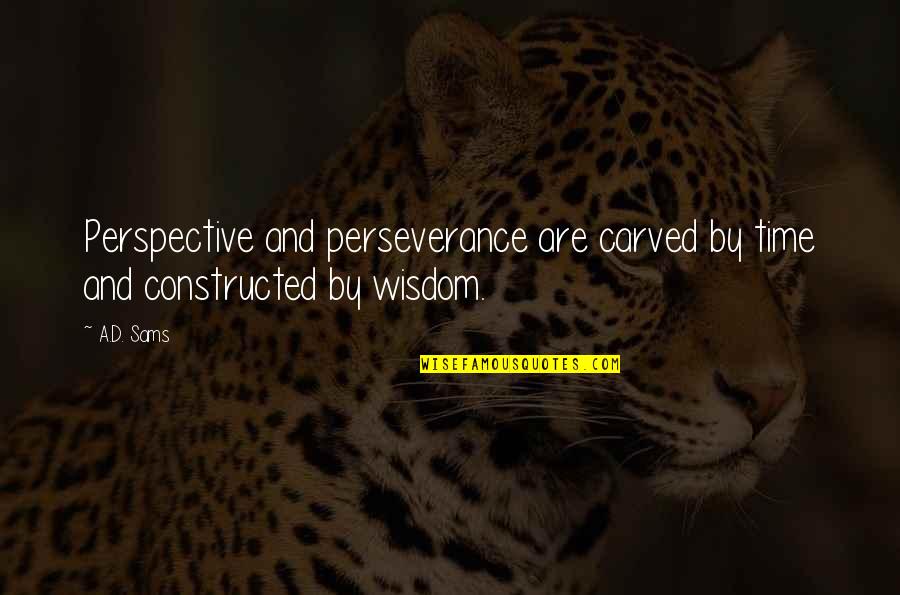 Perspective Inspirational Quotes By A.D. Sams: Perspective and perseverance are carved by time and