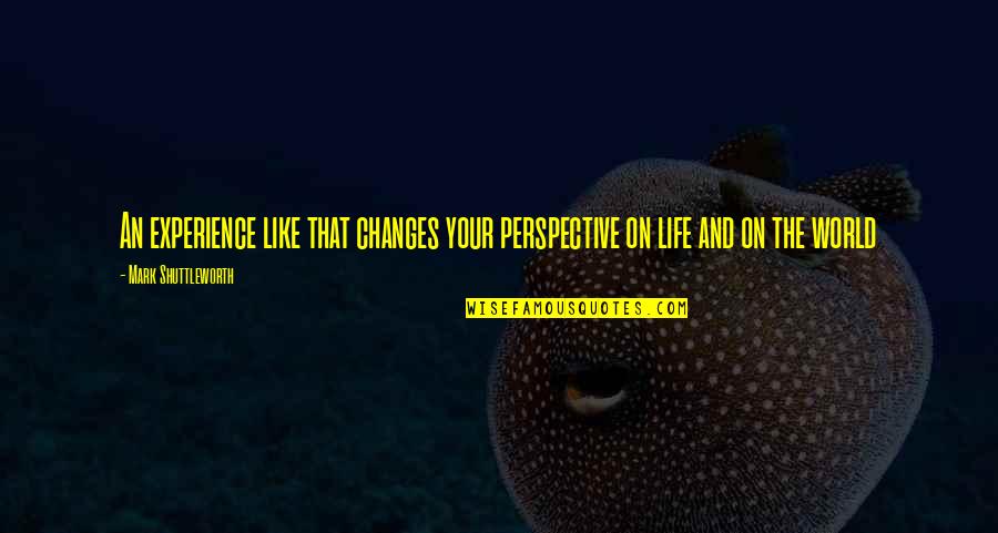 Perspective On Life Quotes By Mark Shuttleworth: An experience like that changes your perspective on Perspective On Life Quotes By Mark Shuttleworth: An experience like that changes your perspective on