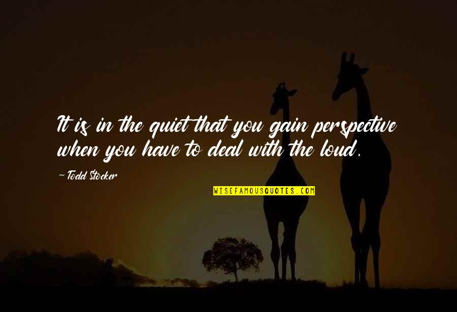 Perspective Quotes Quotes By Todd Stocker: It is in the quiet that you gain