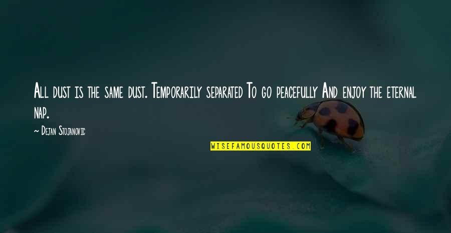 Perspectivismo Quotes By Dejan Stojanovic: All dust is the same dust. Temporarily separated Perspectivismo Quotes By Dejan Stojanovic: All dust is the same dust. Temporarily separated
