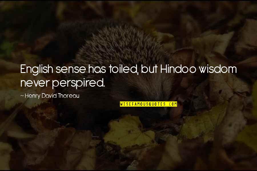 Perspired Quotes By Henry David Thoreau: English sense has toiled, but Hindoo wisdom never