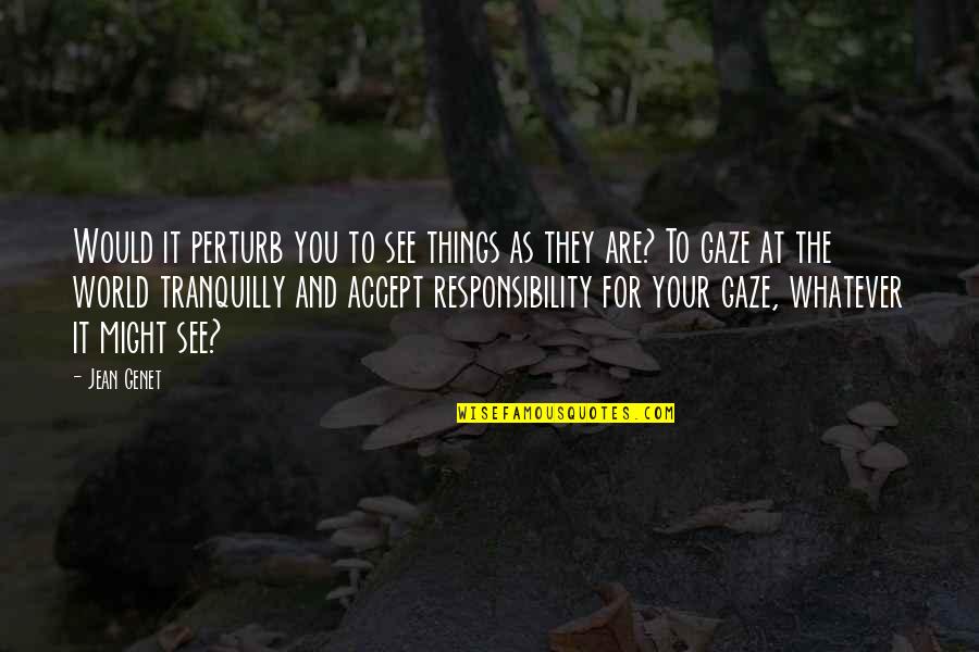 Perturb Quotes By Jean Genet: Would it perturb you to see things as