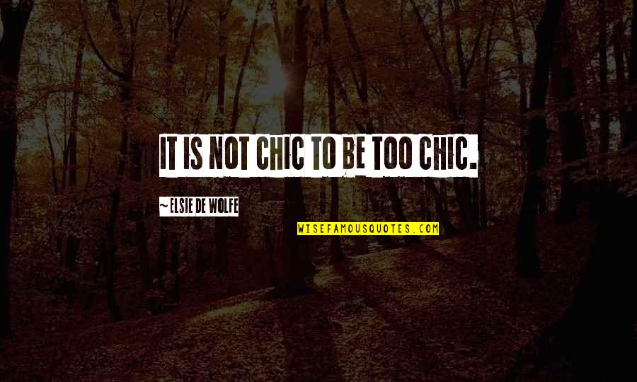 Perturbar Los Sentidos Quotes By Elsie De Wolfe: It is not chic to be too chic.