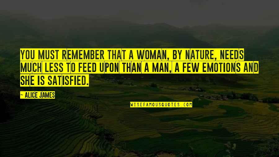 Pervaiz Rasheed Quotes By Alice James: You must remember that a woman, by nature, Pervaiz Rasheed Quotes By Alice James: You must remember that a woman, by nature,