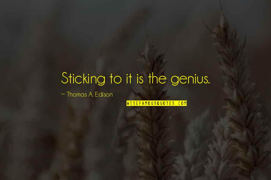 Perverty Quotes By Thomas A. Edison: Sticking to it is the genius. Perverty Quotes By Thomas A. Edison: Sticking to it is the genius.