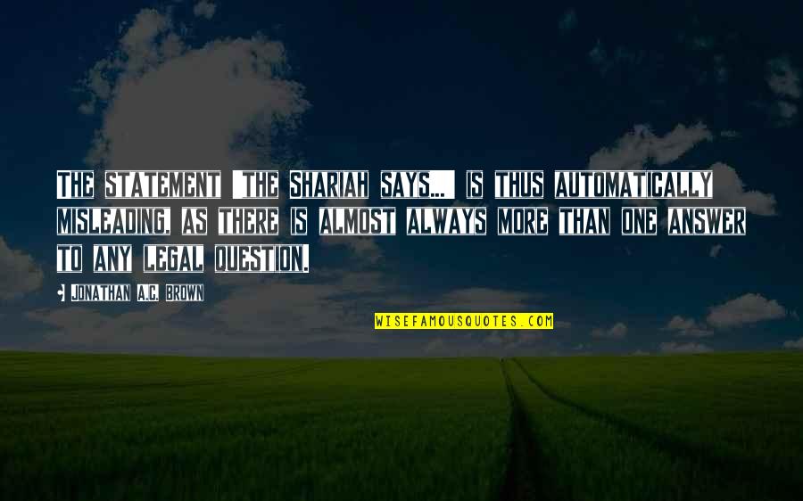 Pesavento Md Quotes By Jonathan A.C. Brown: The statement 'the Shariah says...' is thus automatically Pesavento Md Quotes By Jonathan A.C. Brown: The statement 'the Shariah says...' is thus automatically