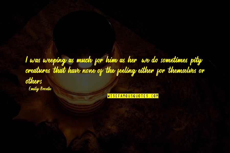 Peschl Origin Quotes By Emily Bronte: I was weeping as much for him as