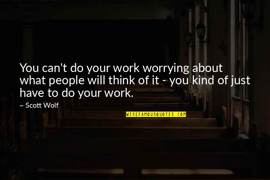 Peshwas Quotes By Scott Wolf: You can't do your work worrying about what