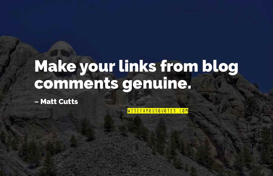Peskimo Quotes By Matt Cutts: Make your links from blog comments genuine.