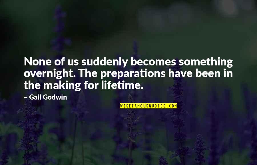 Pesme Quotes By Gail Godwin: None of us suddenly becomes something overnight. The