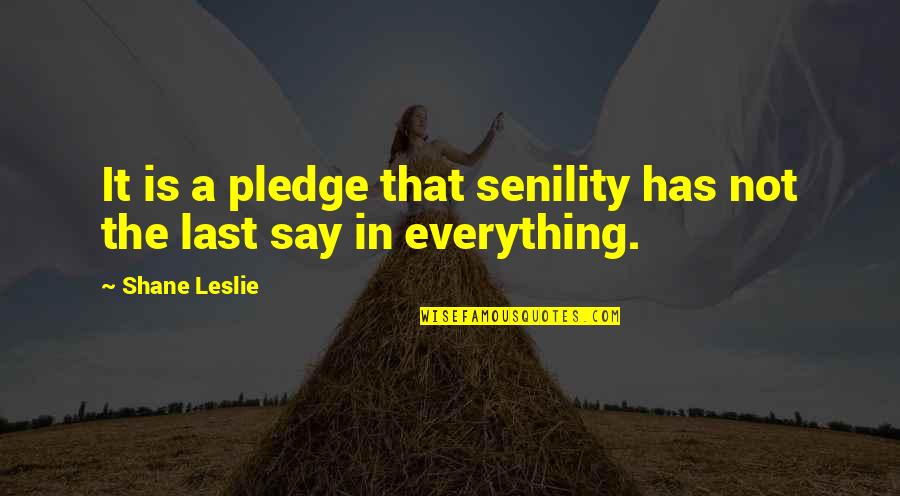 Pesoa Jogando Quotes By Shane Leslie: It is a pledge that senility has not