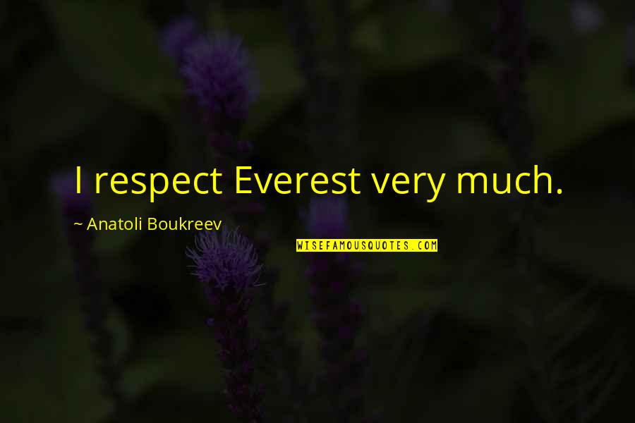 Pestata Quotes By Anatoli Boukreev: I respect Everest very much. Pestata Quotes By Anatoli Boukreev: I respect Everest very much.