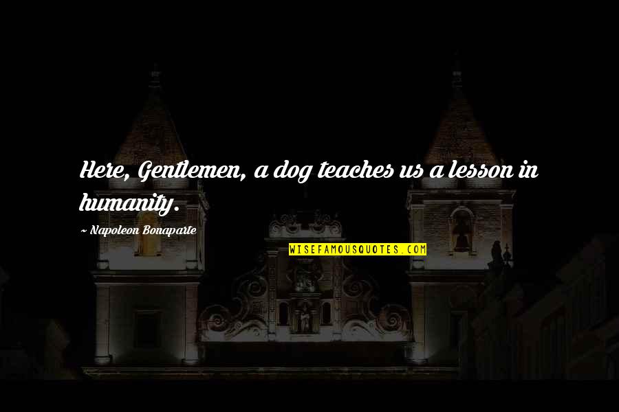 Pet Dog Quotes By Napoleon Bonaparte: Here, Gentlemen, a dog teaches us a lesson