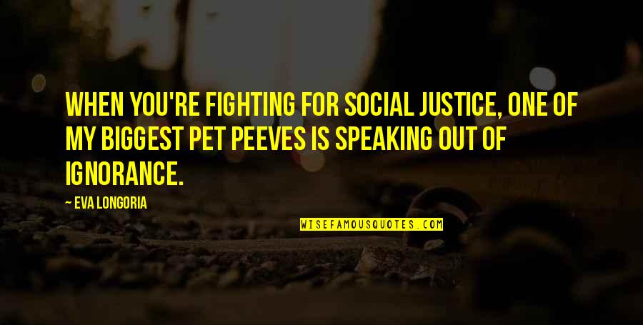 Pet Peeves Quotes By Eva Longoria: When you're fighting for social justice, one of