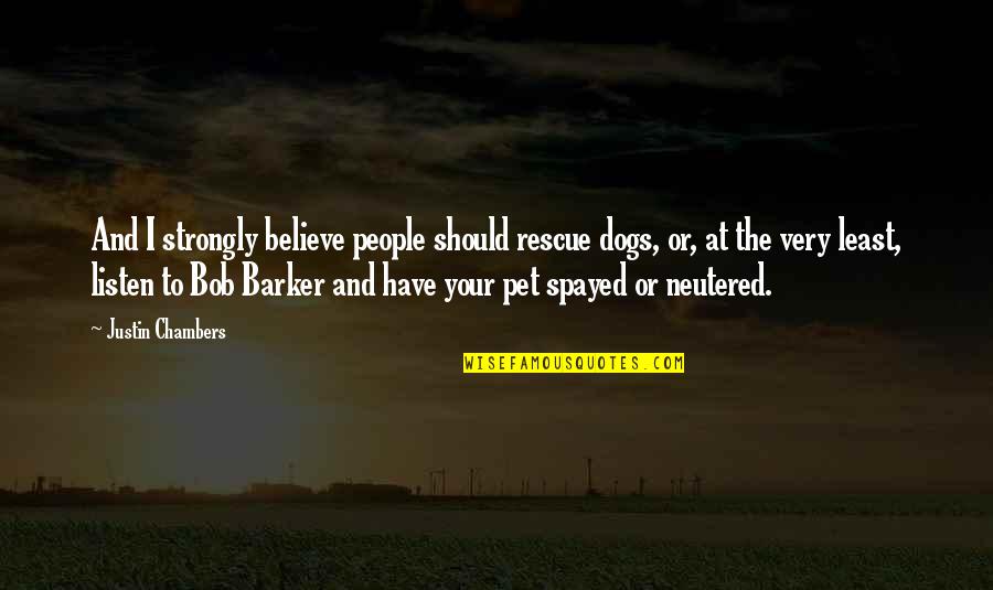 Pet Rescue Quotes By Justin Chambers: And I strongly believe people should rescue dogs,