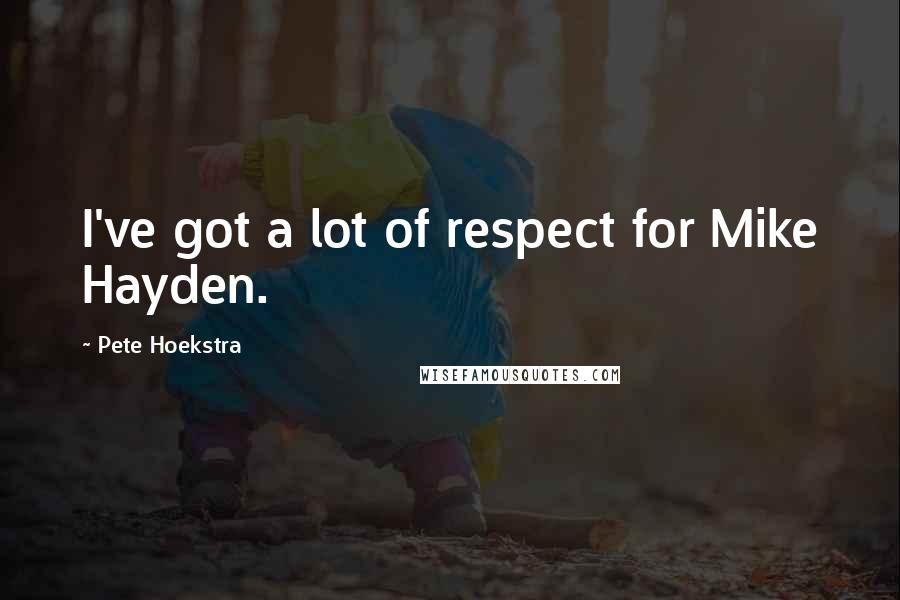 Pete Hoekstra quotes: I've got a lot of respect for Mike Hayden.