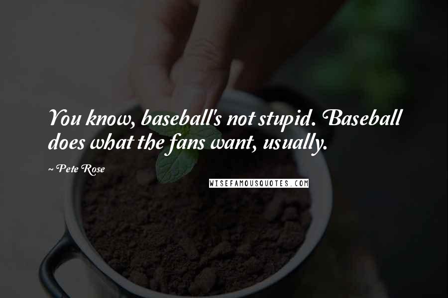Pete Rose quotes: You know, baseball's not stupid. Baseball does what the fans want, usually.