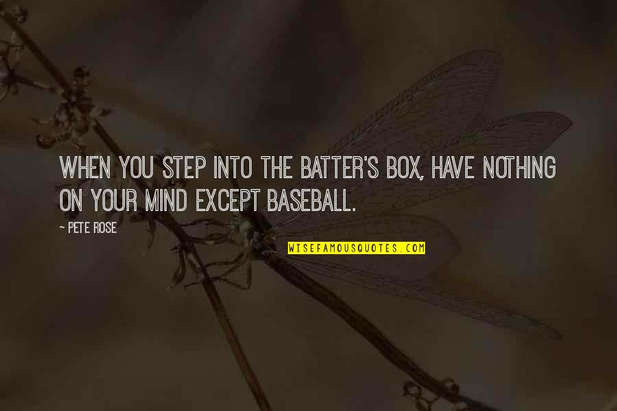 Pete Rose Quotes By Pete Rose: When you step into the batter's box, have