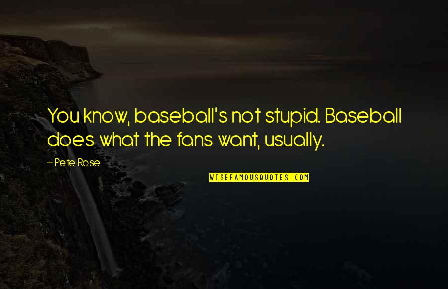 Pete Rose Quotes By Pete Rose: You know, baseball's not stupid. Baseball does what
