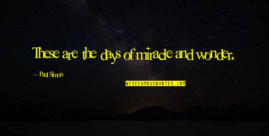 Pete Rubish Quotes By Paul Simon: These are the days of miracle and wonder.