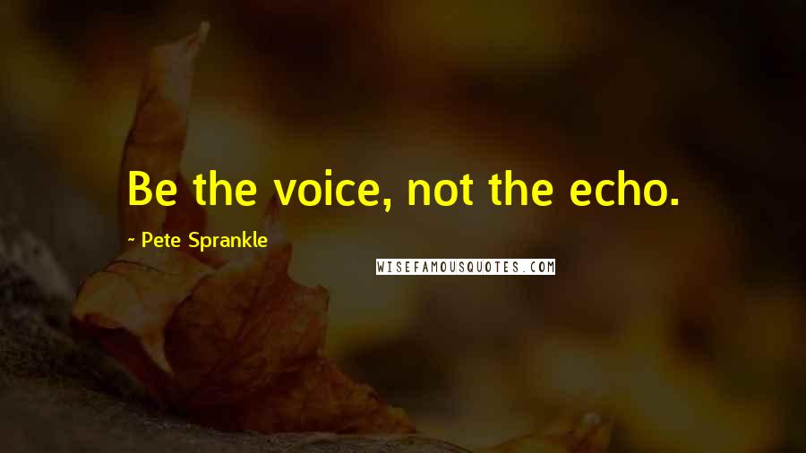 Pete Sprankle quotes: Be the voice, not the echo.