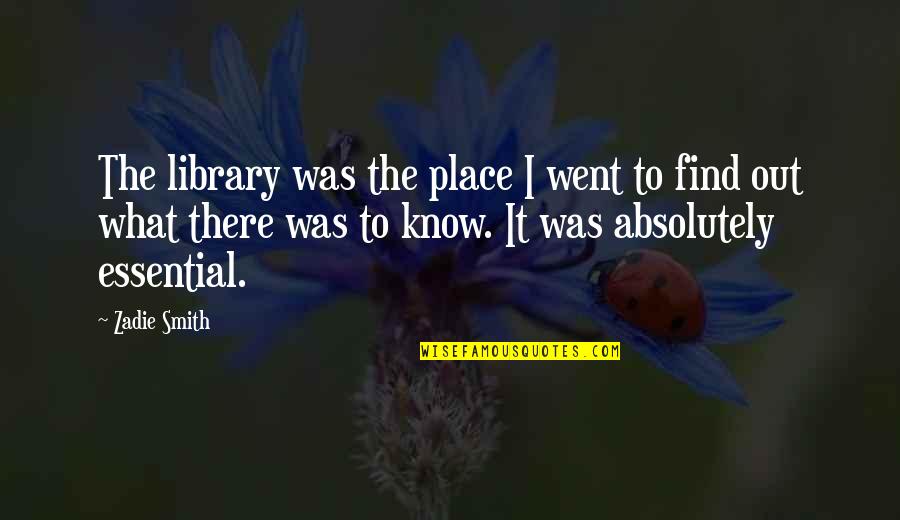 Pete Wrigley Quotes By Zadie Smith: The library was the place I went to