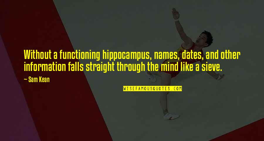 Petelin Jr Quotes By Sam Kean: Without a functioning hippocampus, names, dates, and other Petelin Jr Quotes By Sam Kean: Without a functioning hippocampus, names, dates, and other